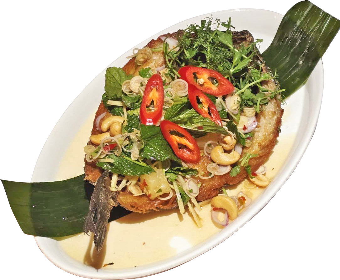 38. Fried Branzino with Herbs Salad 🌶️