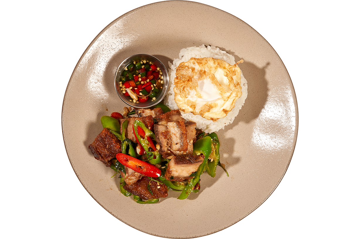 31. Crispy Pork Ga Prow Kai Dow 🌶️