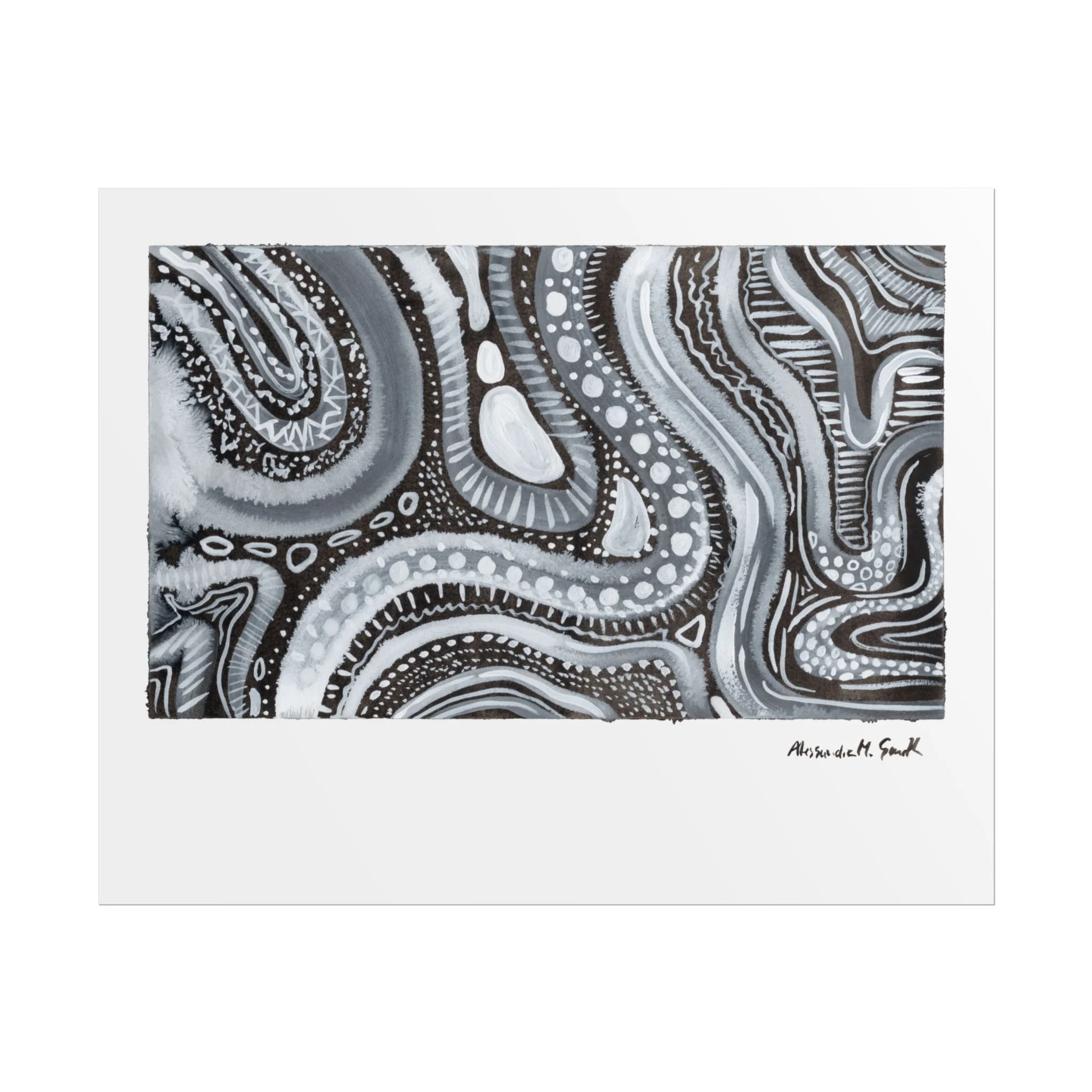 Black and White Flow 1 — Rolled Art Print