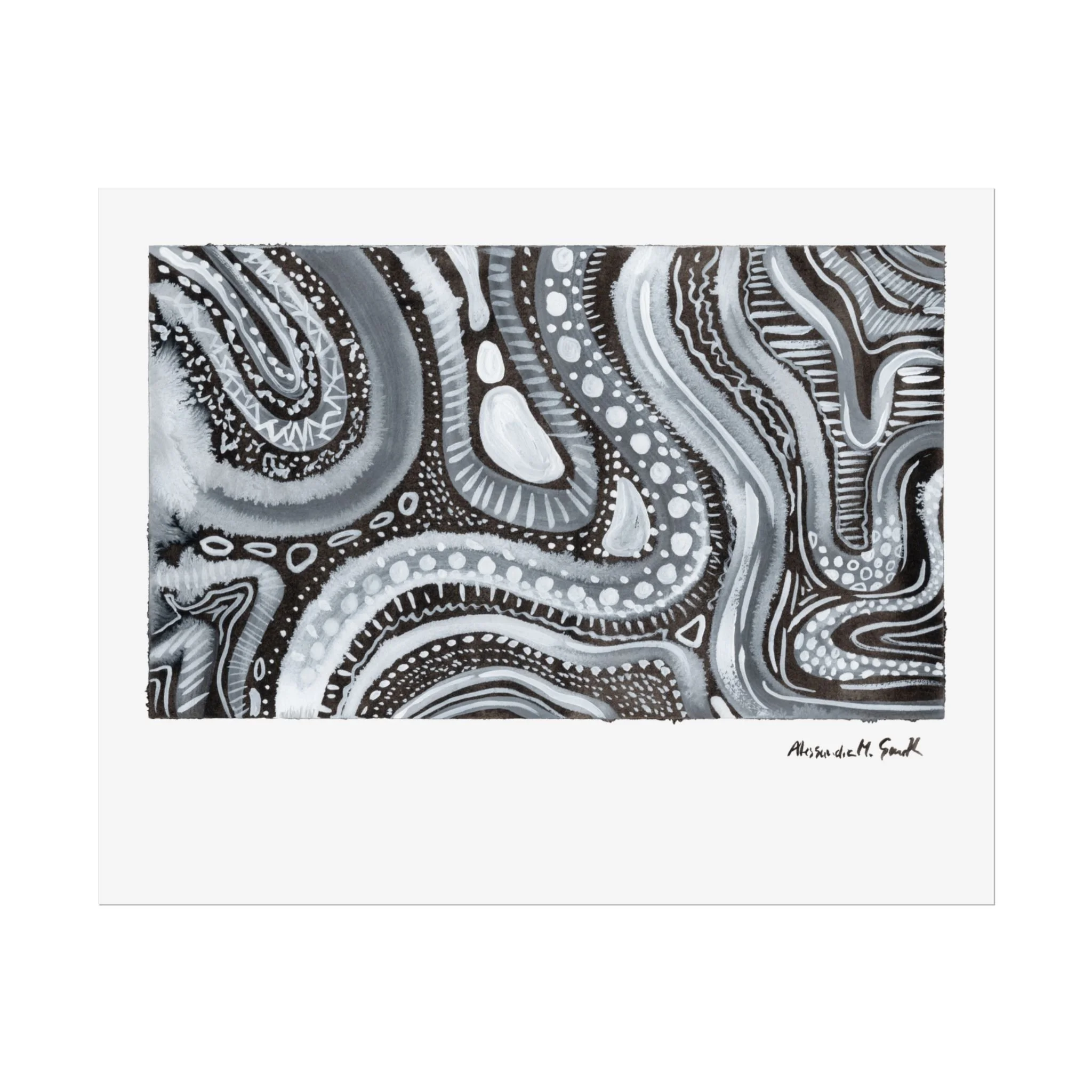 Black and White Flow 1 — Rolled Art Print