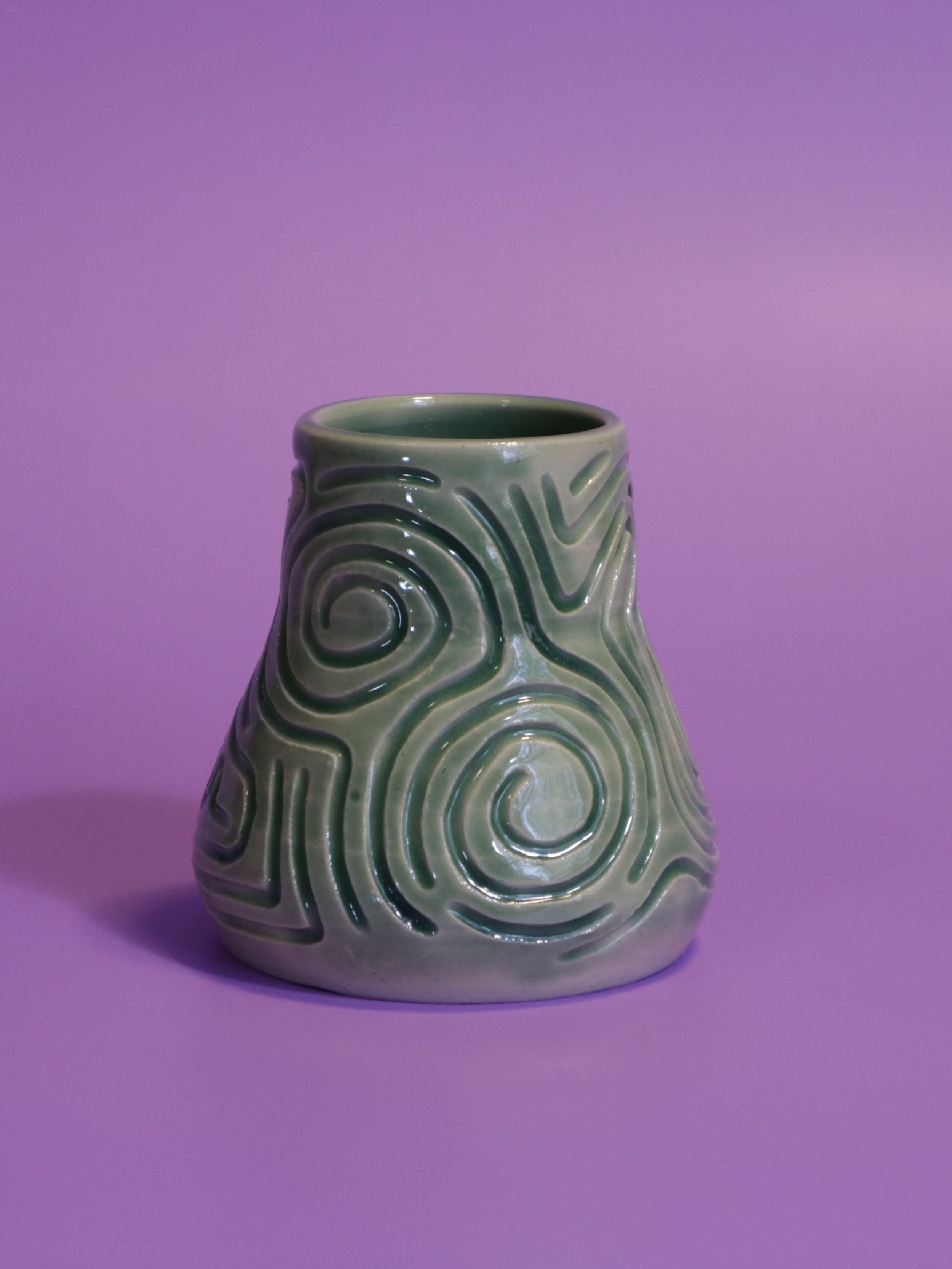 Celadon Squiggleware Bud Vase – Light Green