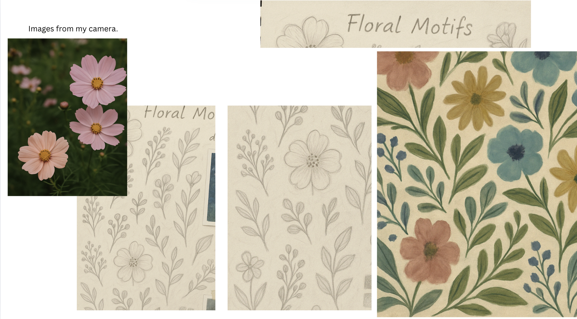 Sketches of Florals and Inspiration for a Floral Motif