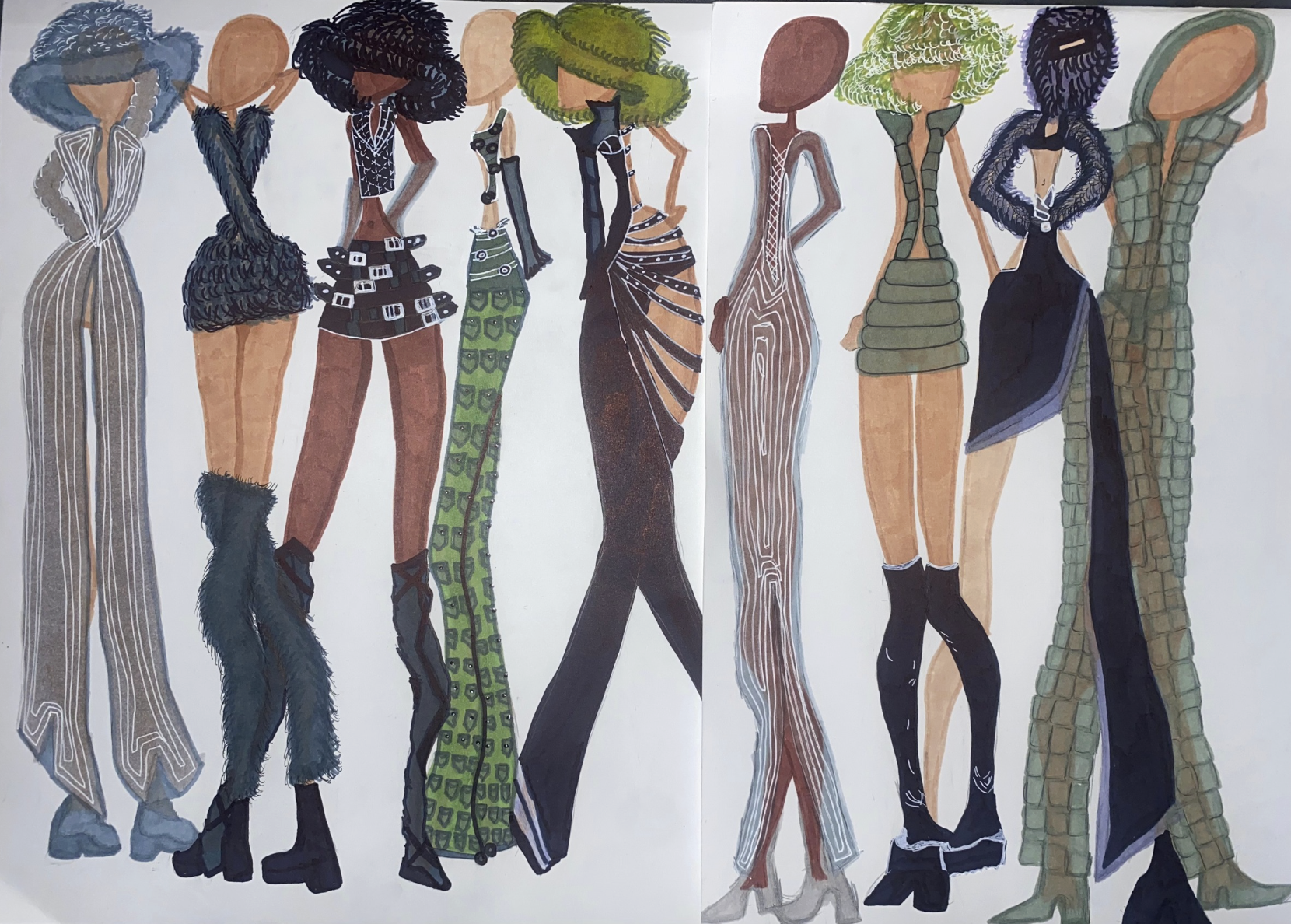 Feeling one’s inner sexiness is the main point of this collection. Staying true to my personal style with minimal shades like black and grays, yet stepping outside of my comfort zone every once in a while with the greens and lavenders is what feeling