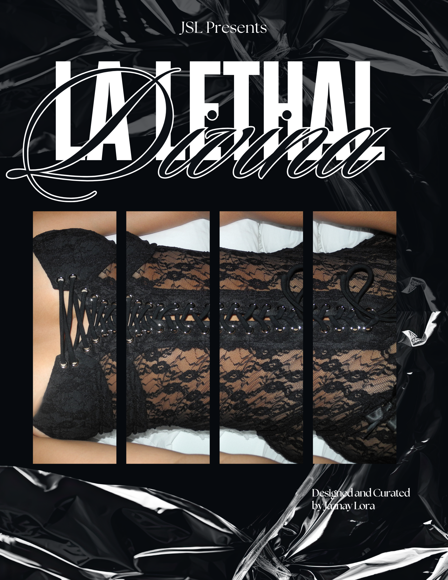 My Design honors my Latin roots, with "La Letal Divina" meaning "The Lethal Divine Woman." This design is about empowering women to feel confident and defy societal standards that objectify them. The piece is bold, revealing, and sexy, symbolizing a 