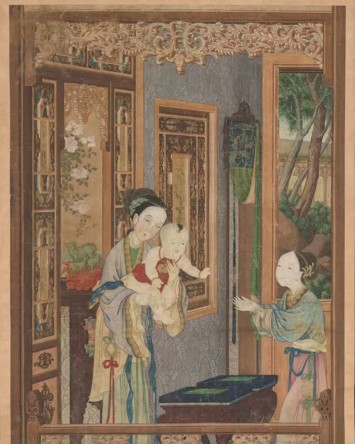 East meets West: In this Qing Dynasty meiren hua (&ldquo;painting of a beautiful woman&rdquo;), Chinese subjects and artistic techniques mix freely with European-style architecture and linear perspective. Throughout China&rsquo;s history, western aes