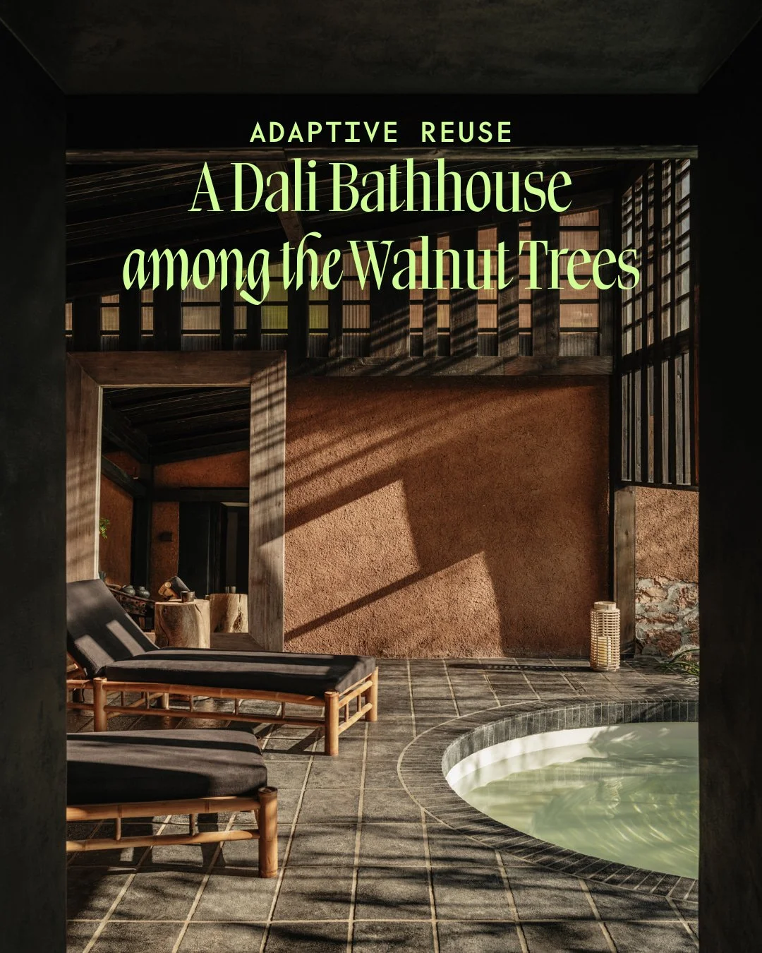 In a tranquil Yunnan village, Xie Ke of Signyan Design has transformed a traditional farmhouse courtyard into a private hot springs retreat. Emphasizing restoration over replacement, the design lets the modest structure's original qualities lead.

Ov