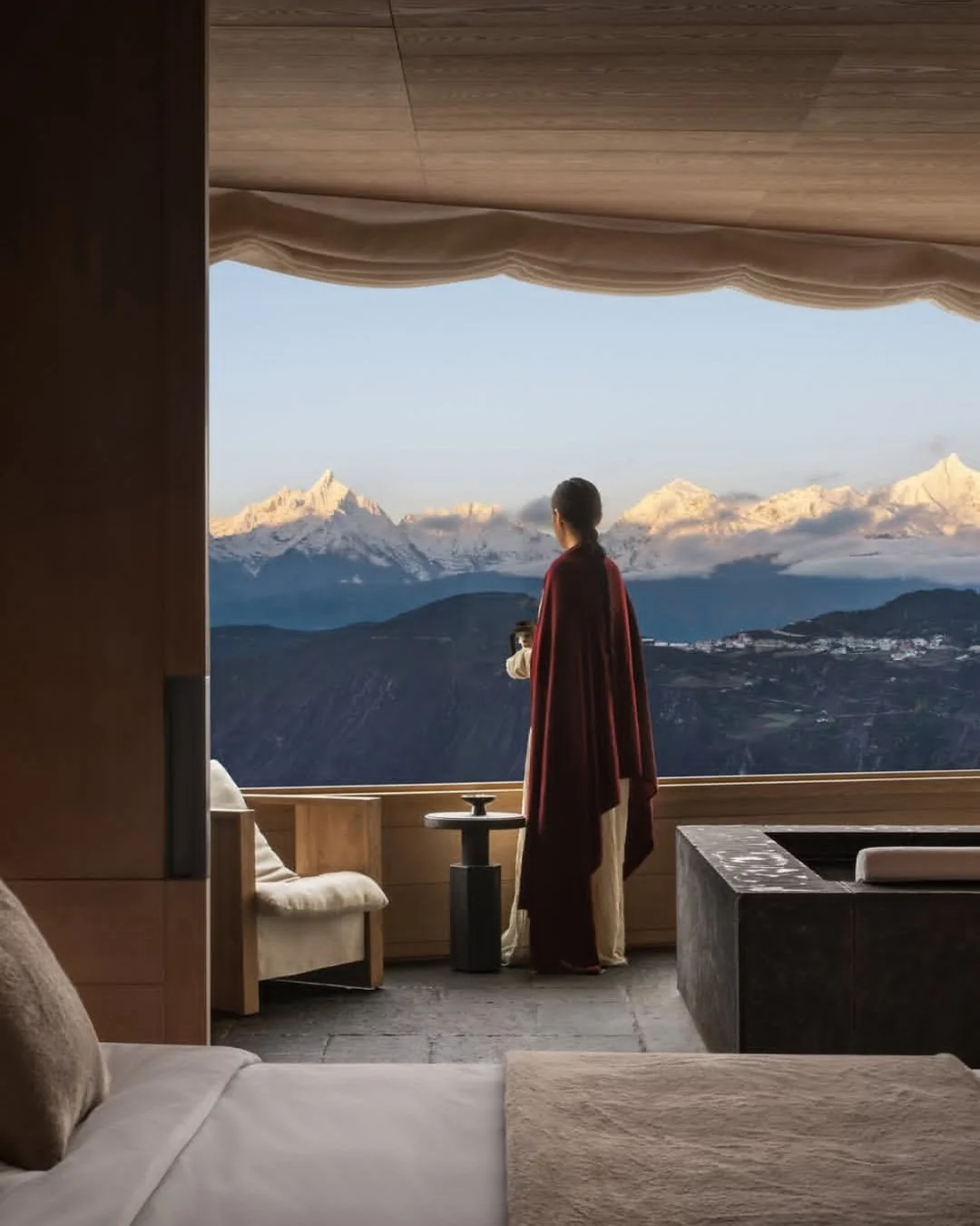 Deqin Meri Poodom Hotel rests on the hillside of Wunongding Village in Deqin, Yunnan, 3,600 meters above sea level, with unobstructed views across the full Meili Snow Mountain range. The 7,300 sqm hotel opened in 2024 with 35 rooms and suites.

Archi