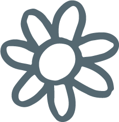 Simple line drawing of a flower with petals surrounding a circular center.
