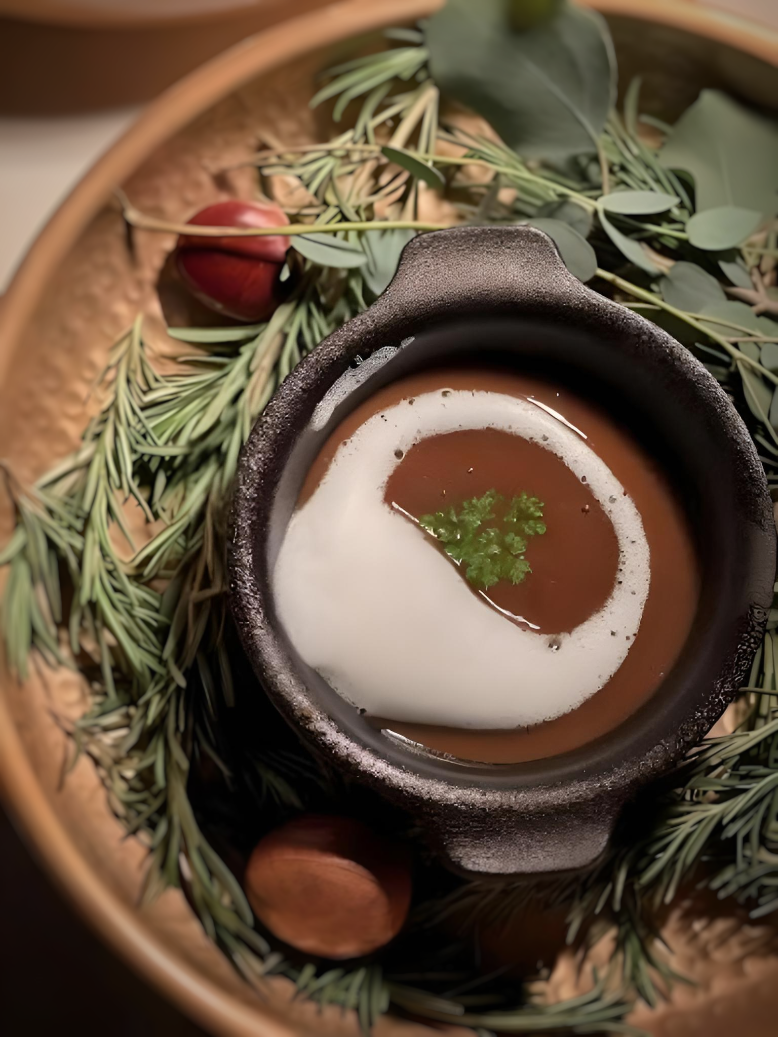 Rosemary Chesnutt Soup, Truffle Espouma 