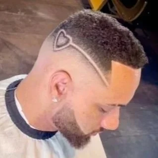 Haircut with intricate heart design