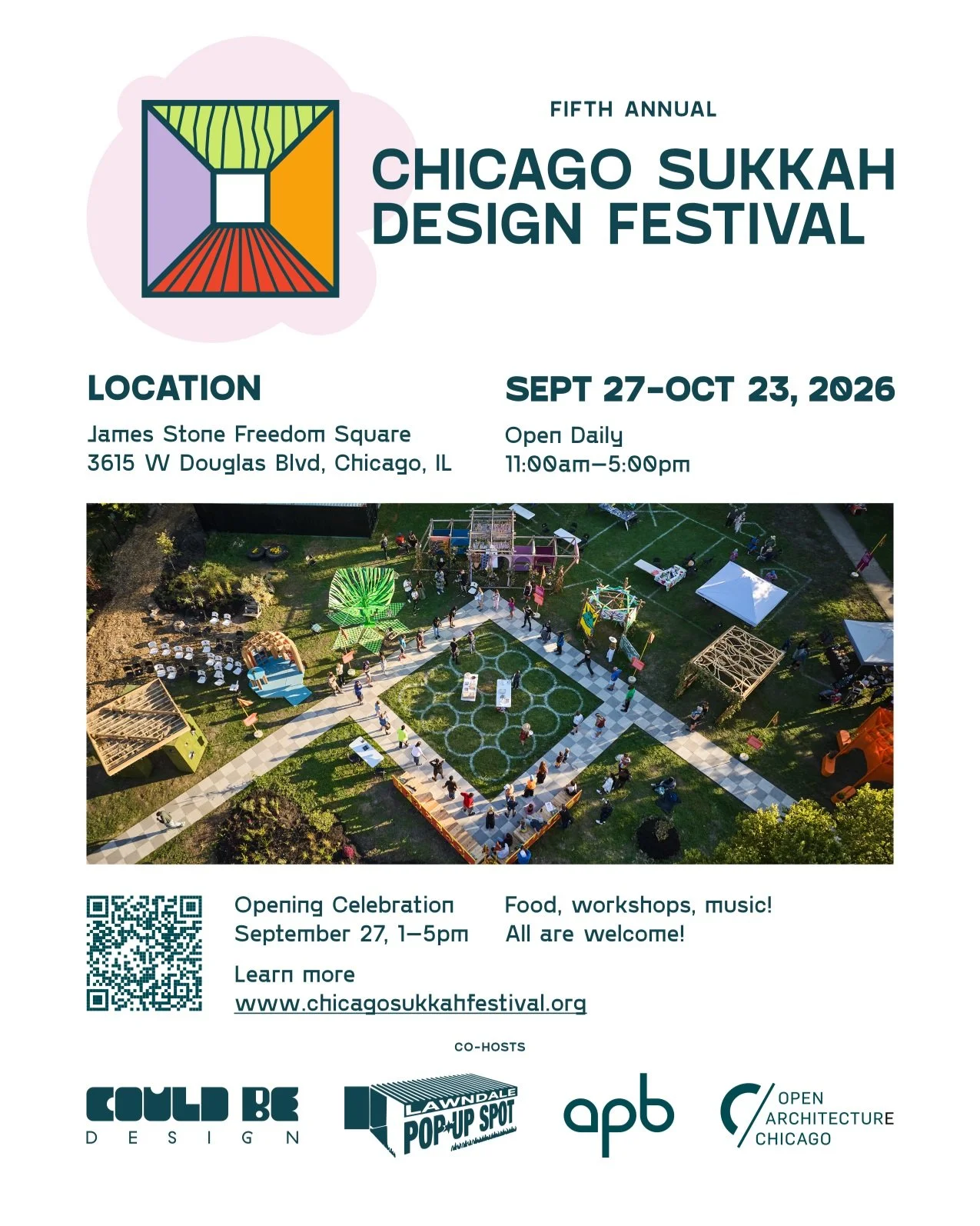 We&rsquo;re thrilled to announce that the Chicago Sukkah Design Festival (CSDF) returns for its 5th edition, opening SUNDAY, SEPTEMBER 27 and running through October 19! 

CSDF brings together neighbors, community organizations, designers, artists, s