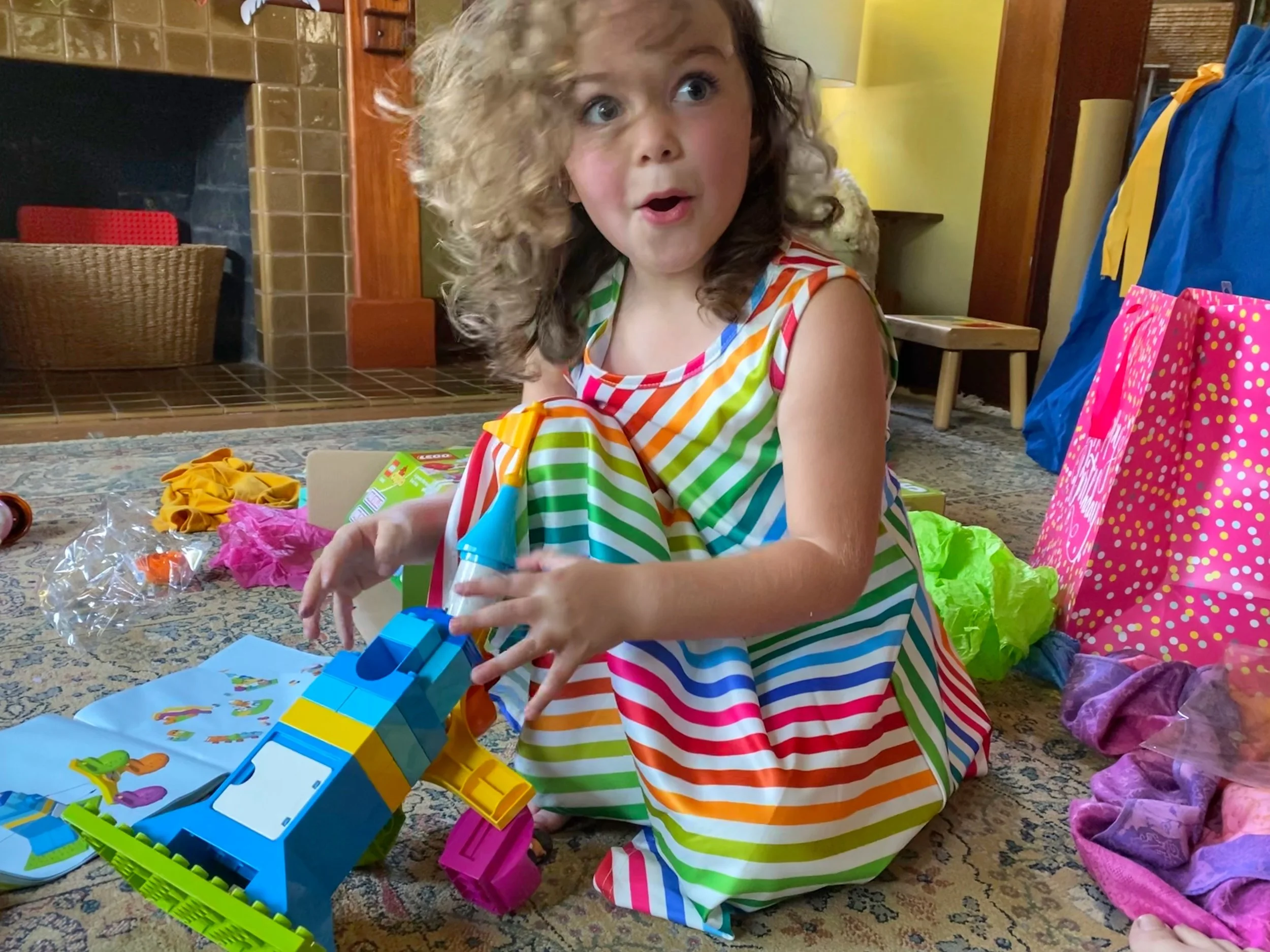 Erik gave Zosia a giant jar of m&m's on her 5th birthday, September 2020