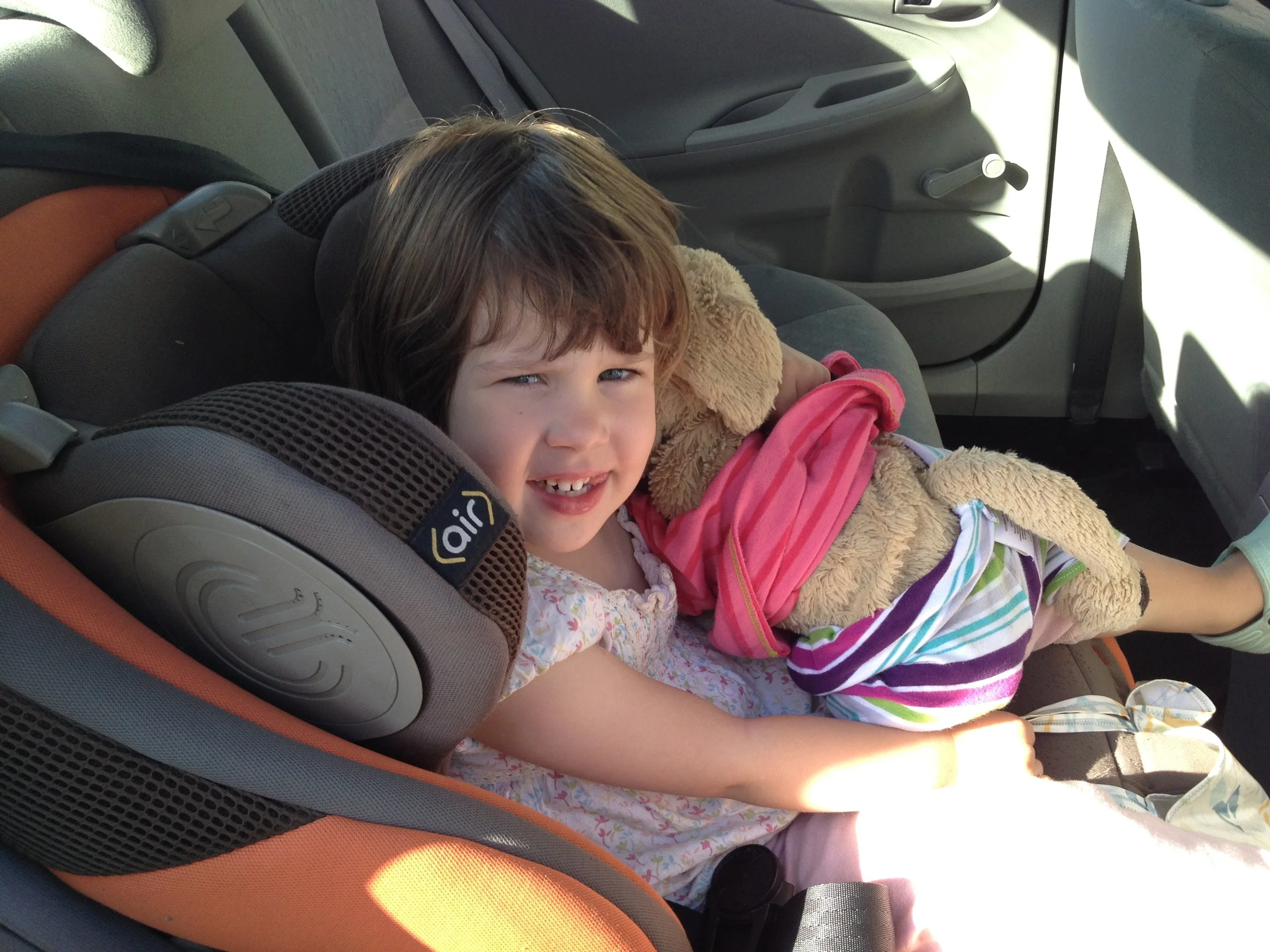 A driving Elowen home in Beata's car seat, October 2012