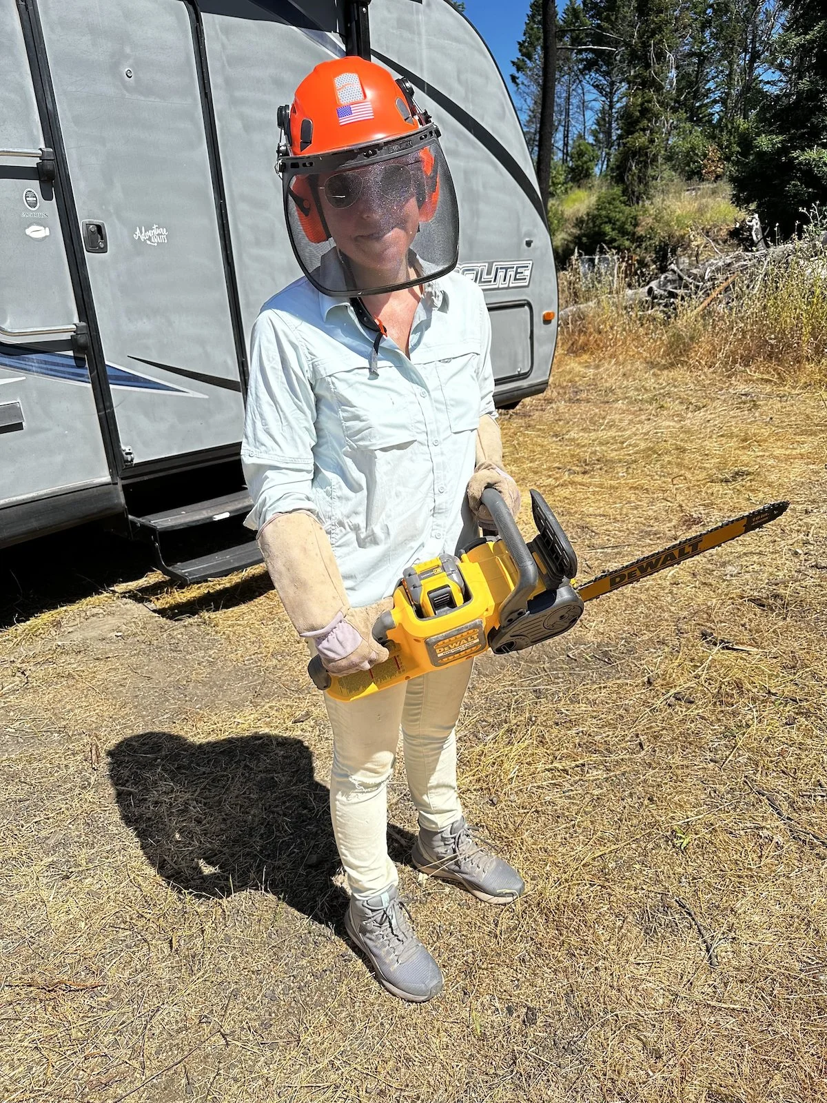 Clearing brush, Climbing Cloud Ranch, June 2025