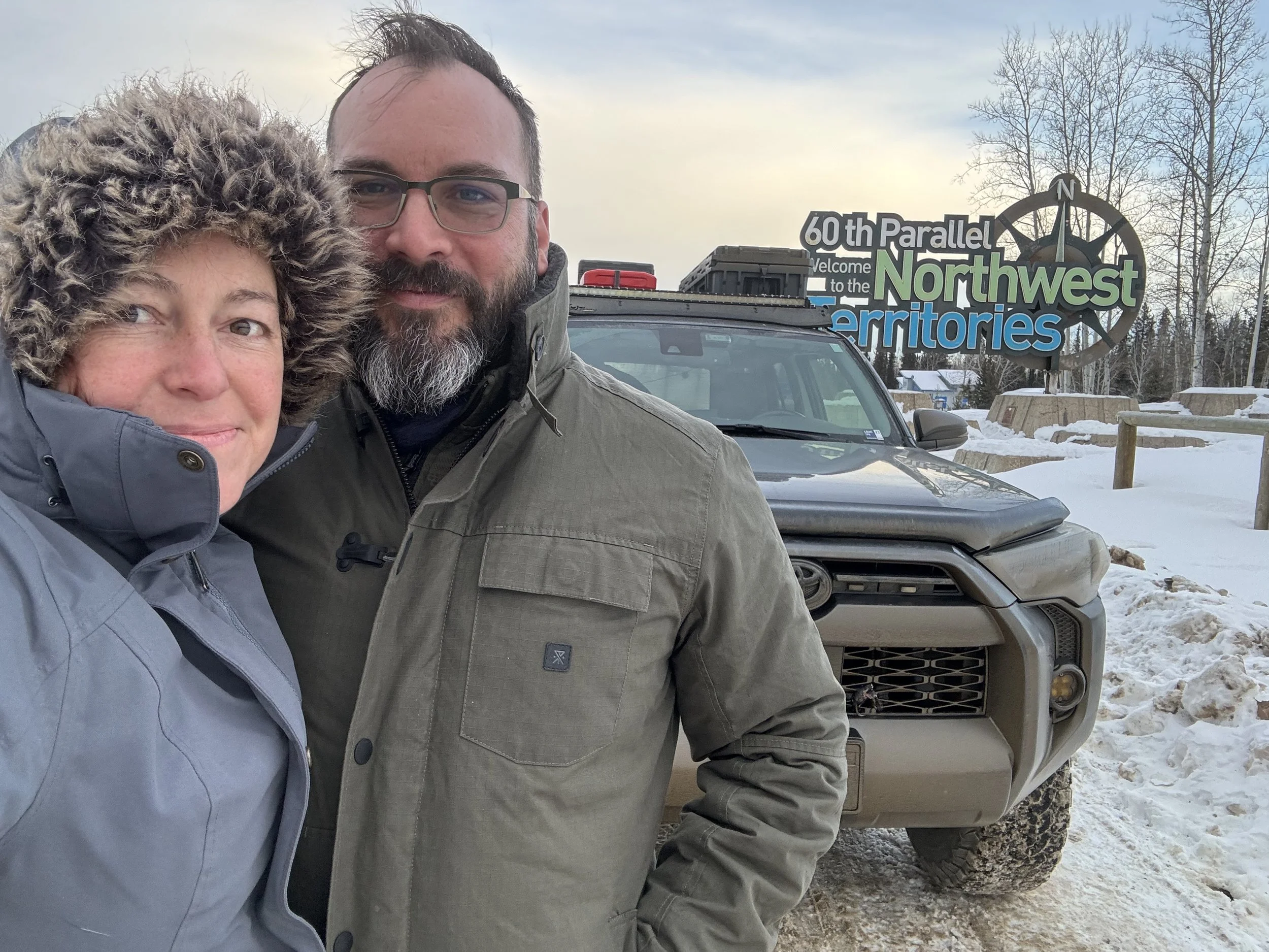 Crossing the 60th parallel, Northwest Territories, December 2023