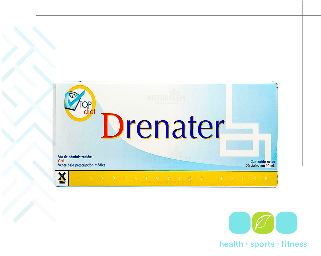 Q 272.00 Drenater 20 viales, Depurativo y drenante. Ayuda a limpiar el organismo, eliminar toxinas retenidas y activar la pérdida de líquidos acumulados al iniciar una dieta.