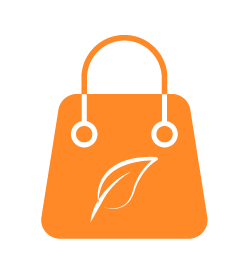 A stylized orange handbag with a feather inside.