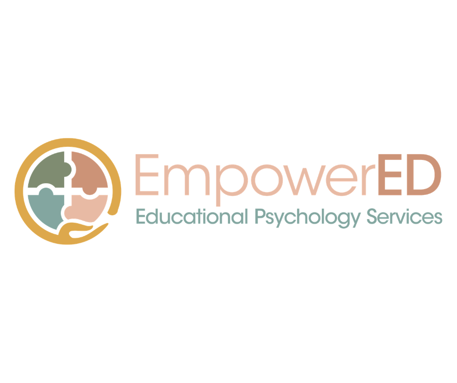 Logo for EmpowerED Educational Psychology Services featuring a multicolored puzzle piece design encased in a hand shape, with the company name and tagline.