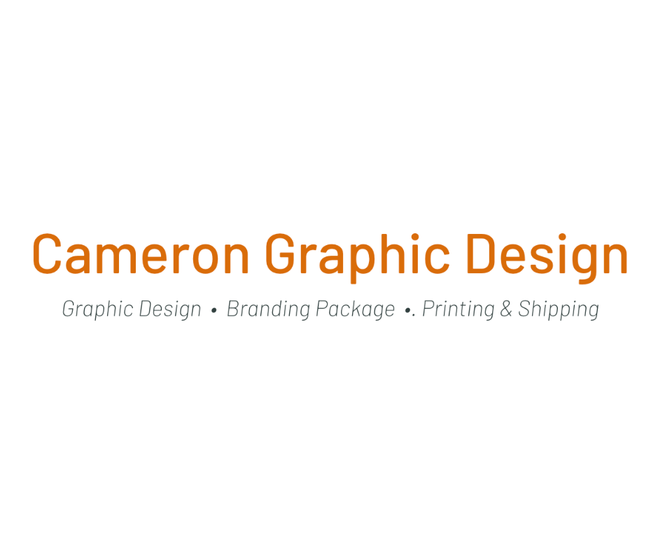 Business card for Cameron Graphic Design with services listed