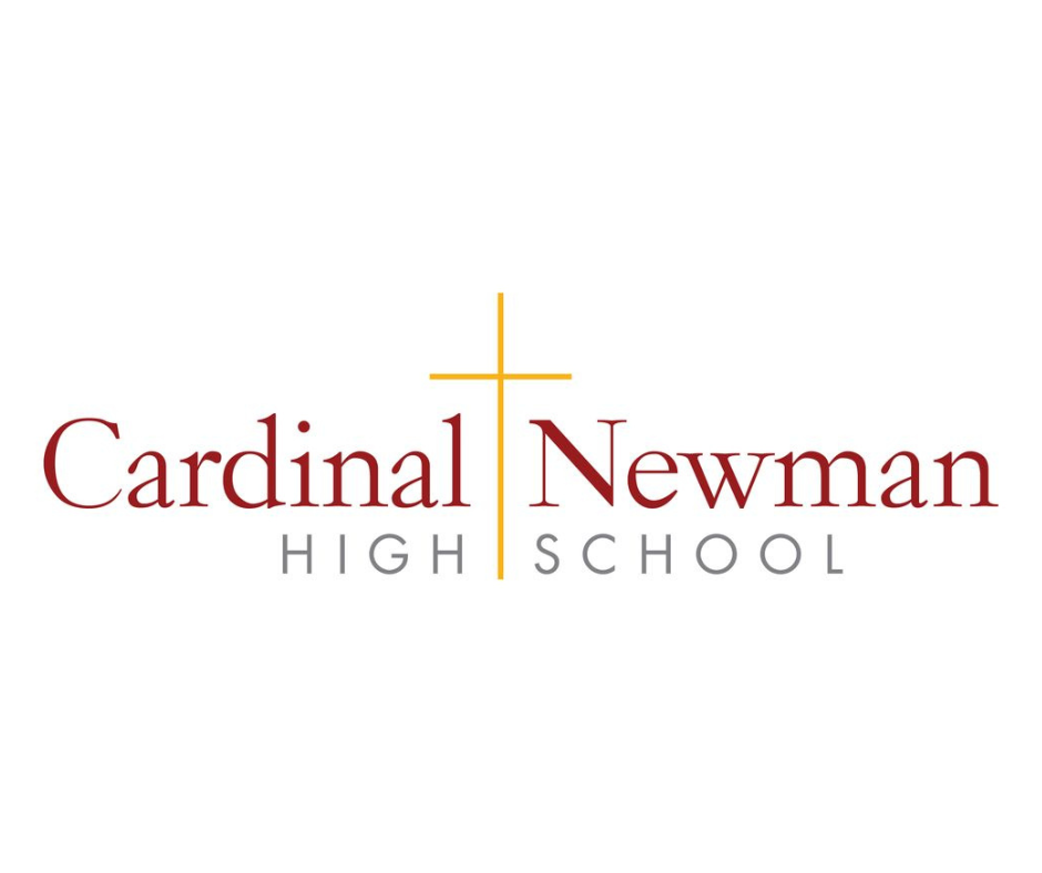 Logo of Cardinal Newman High School with a cross and the school's name