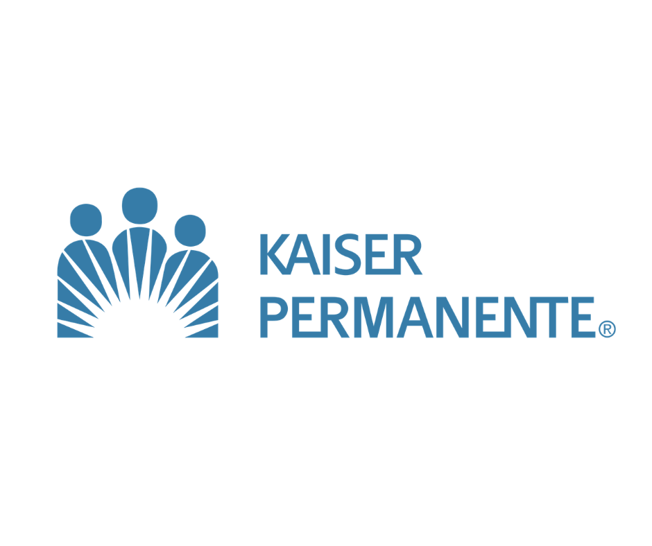 Kaiser Permanente logo with three stylized human figures in blue and the text 'Kaiser Permanente' next to them.