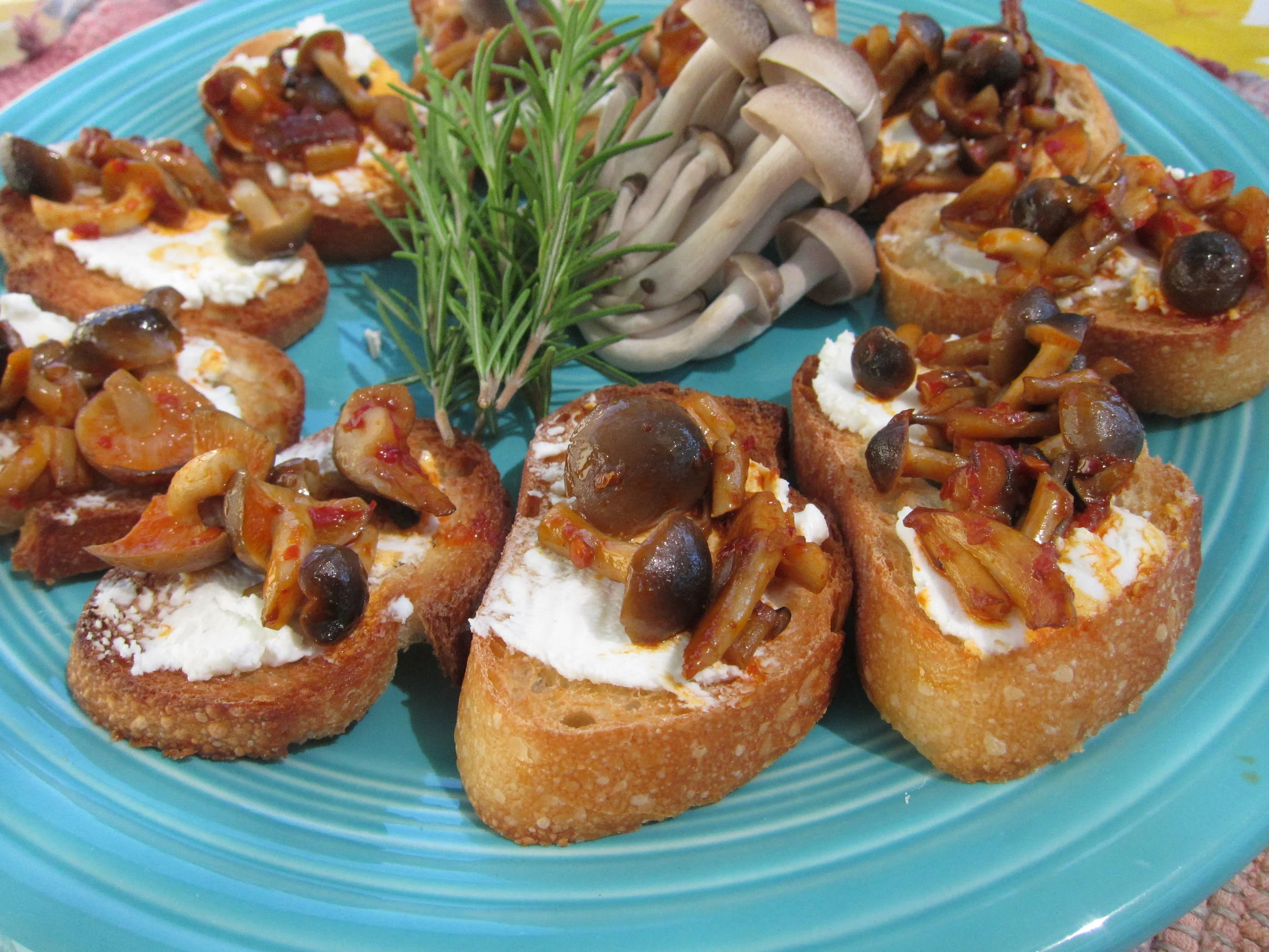Crostini with Mushrooms and Harissa