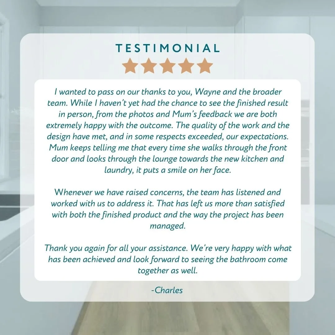 A review that says it all. 🤍✨

This kitchen and laundry were done for someone's Mum - and the feedback since says everything we hoped it would. The quality and design didn't just meet expectations, they exceeded them, with every concern along the wa