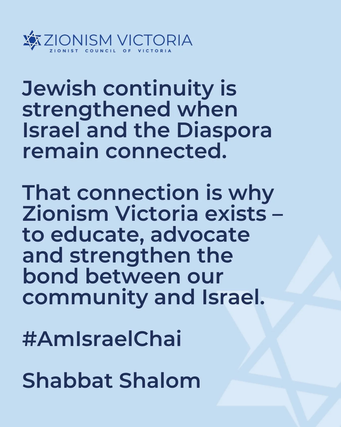 As the peak body for the Jewish-Zionist community in Victoria, we exist to educate, advocate and strengthen the bond between our community and Israel. 🇮🇱

Stay connected to our work and our community &ndash; subscribe to our newsletter via the link