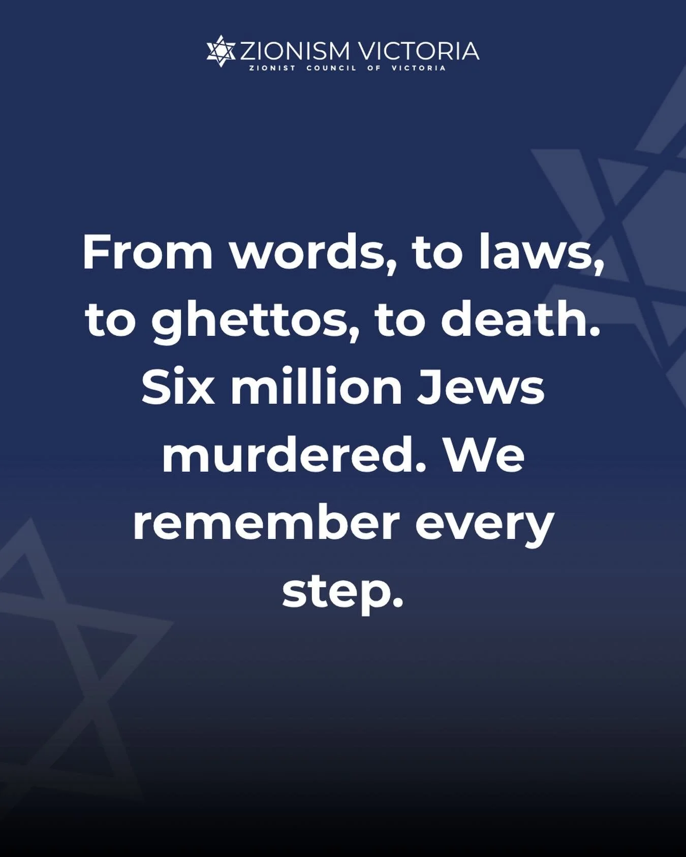 Tonight and tomorrow is Yom Ha&rsquo; Shoah.

A day of remembrance for the six million Jews murdered in the Holocaust, and for the worlds, communities, and futures that were destroyed with them.