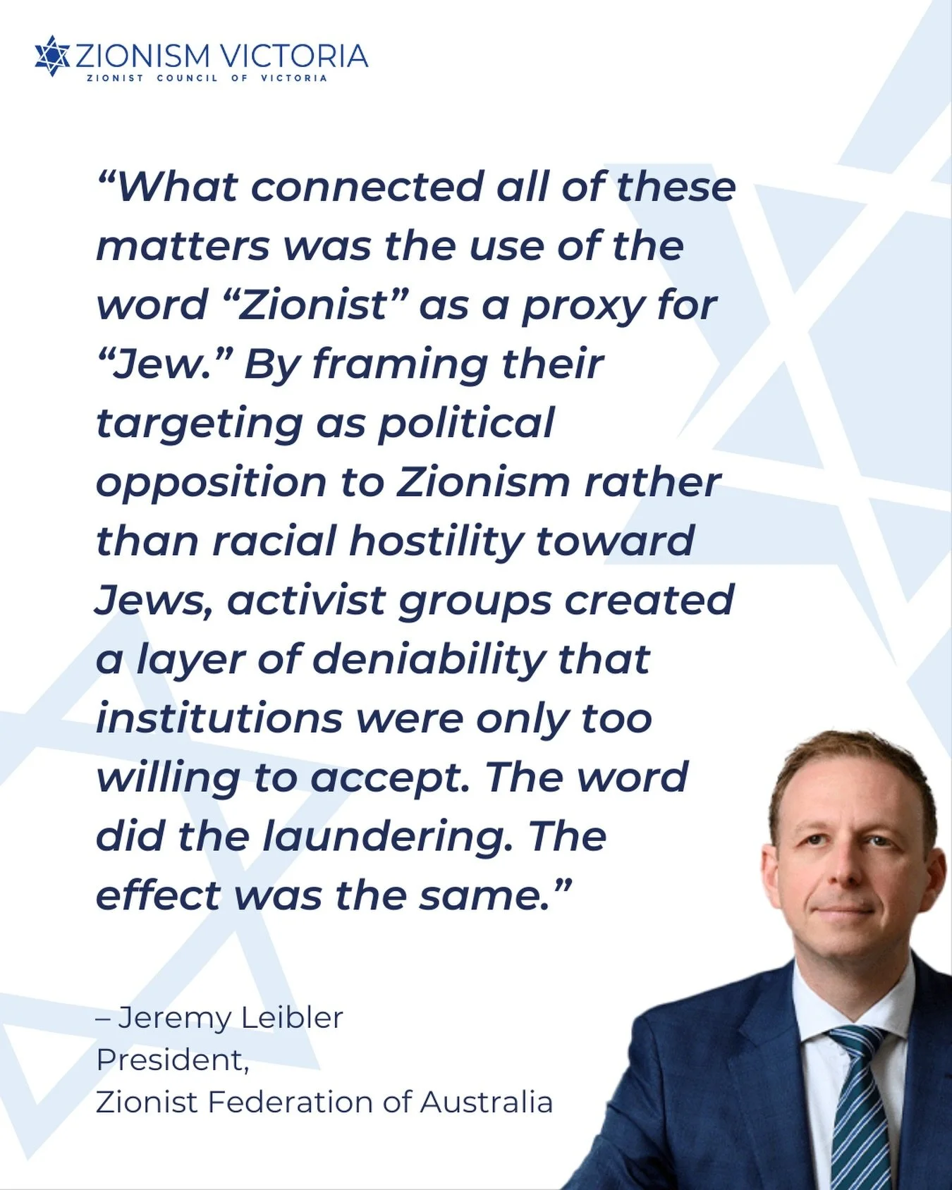 As week 2 of hearings wrap up, we reflect on this: In his submission to the Royal Commission, Jeremy Leibler articulated what so many Jewish Australians have experienced over the past 30 months: that &ldquo;Zionist&rdquo; is too often used as a socia