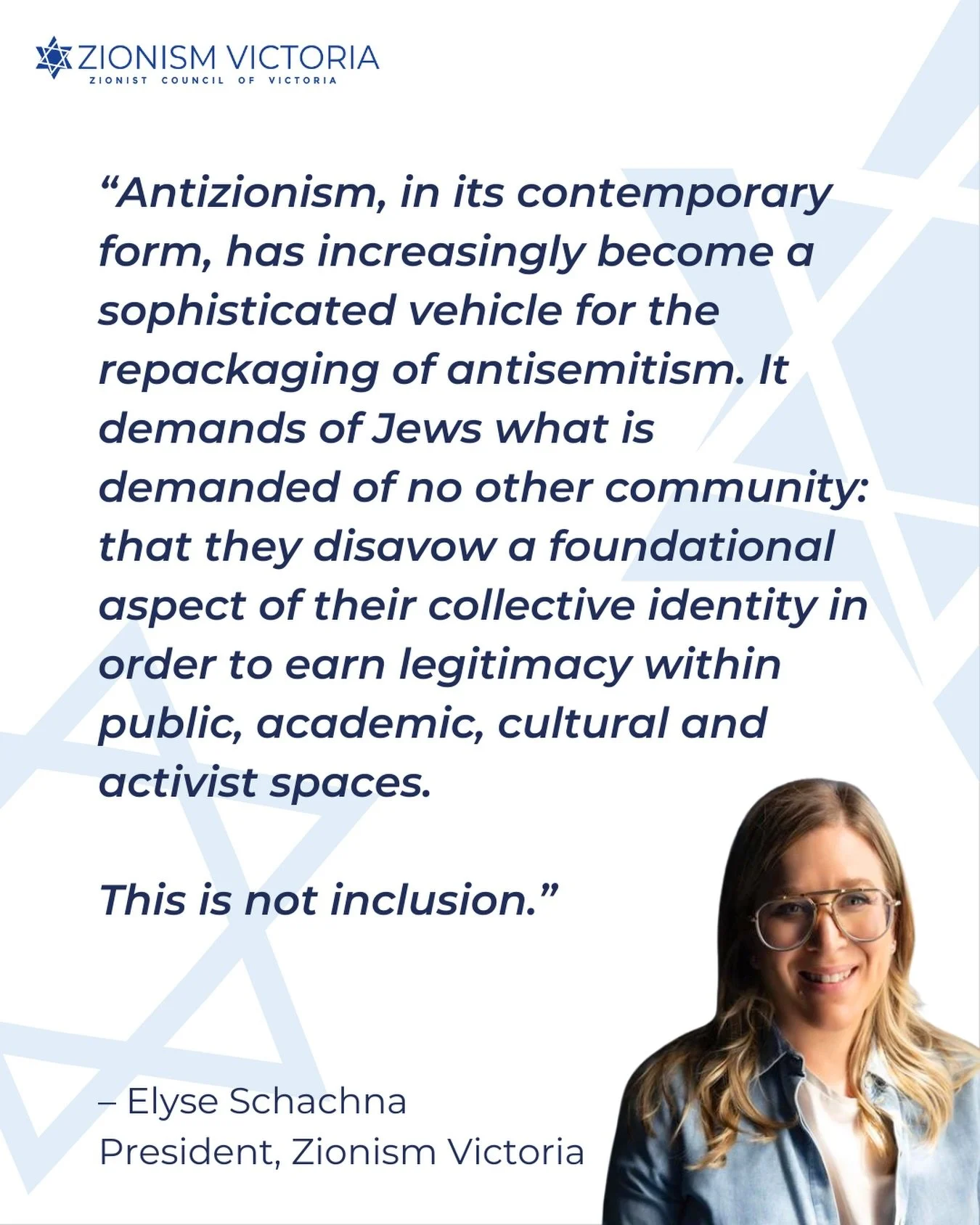 When Jews are told they must renounce Zionism to belong, that is not inclusion.

It is demanding that Jews abandon a fundamental part of their identity to earn acceptance.

No other community is asked to do this.