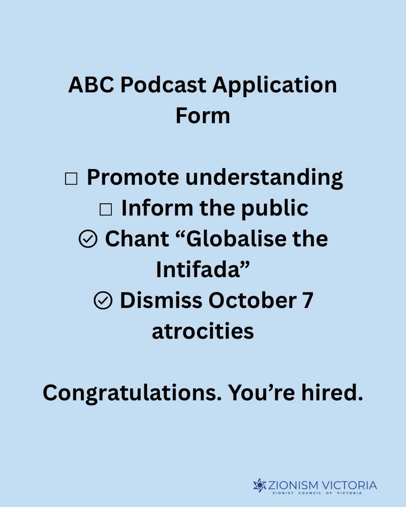 There is one thing Australians are asking:
How many red flags does it take to fail an ABC job interview?