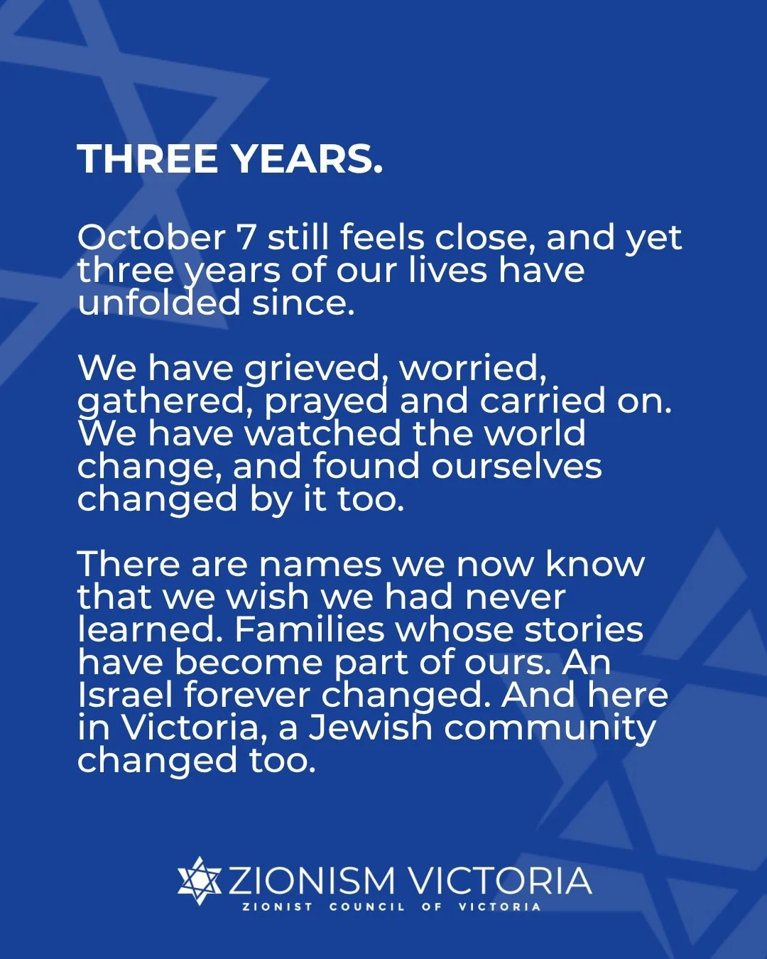 Three years. We will never forget October 7, 2023.
