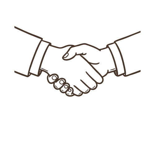 Line drawing of two hands shaking.