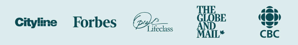 Logos of Cityline, Forbes, Paul's Lifecast, The Globe and Mail, and CBC.