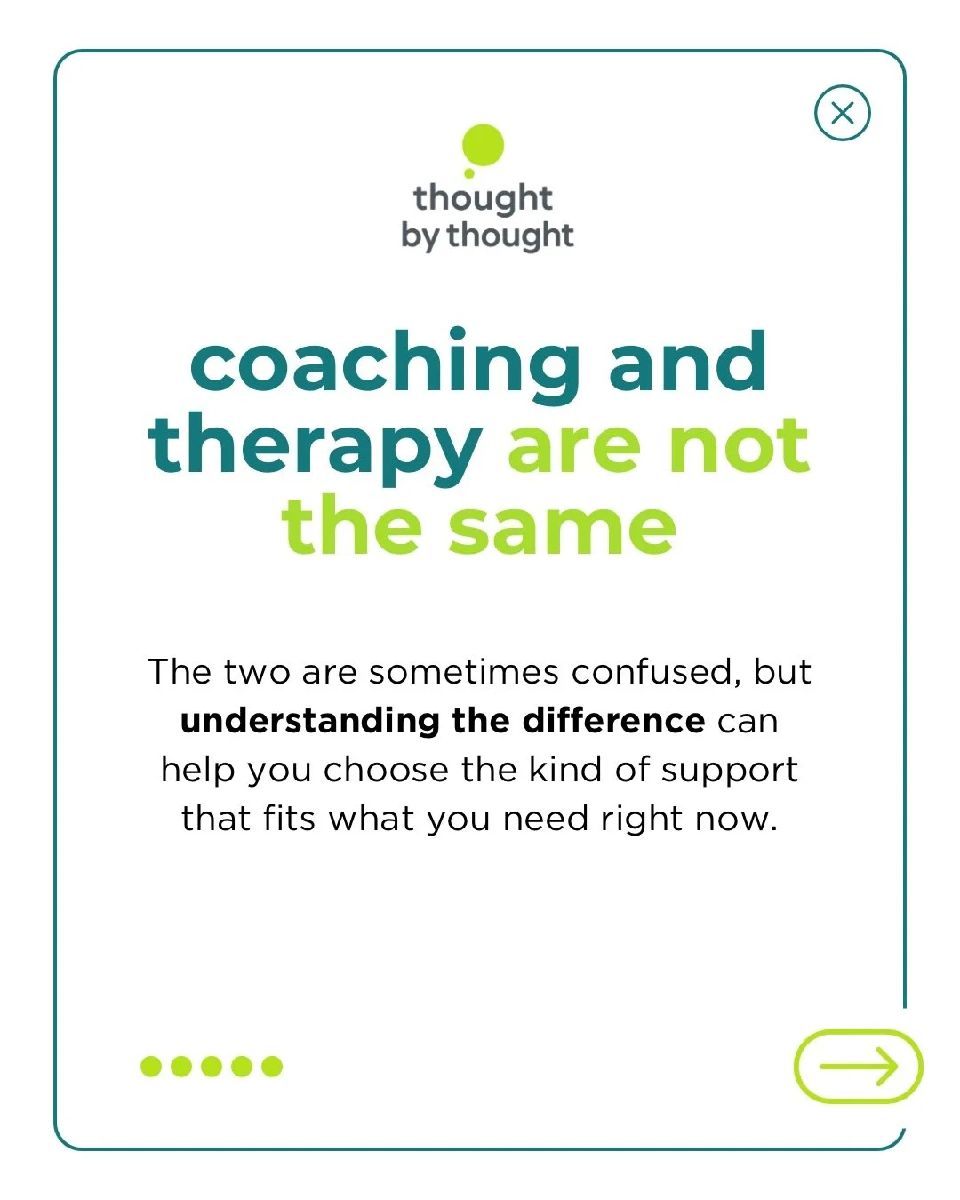 Coaching and therapy are often mentioned in the same conversations, but the difference between them isn&rsquo;t always clearly understood.

Therapy often focuses on healing and understanding past experiences.

Coaching focuses more on examining prese