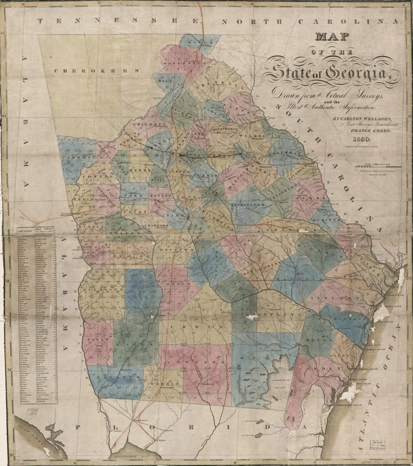 Historical map of Georgia from the Library of Congress