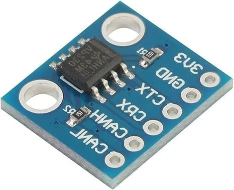 Blue electronic sensor module with a black integrated circuit chip and labeled pins including GND, VCC, CLX, DX, and CML.