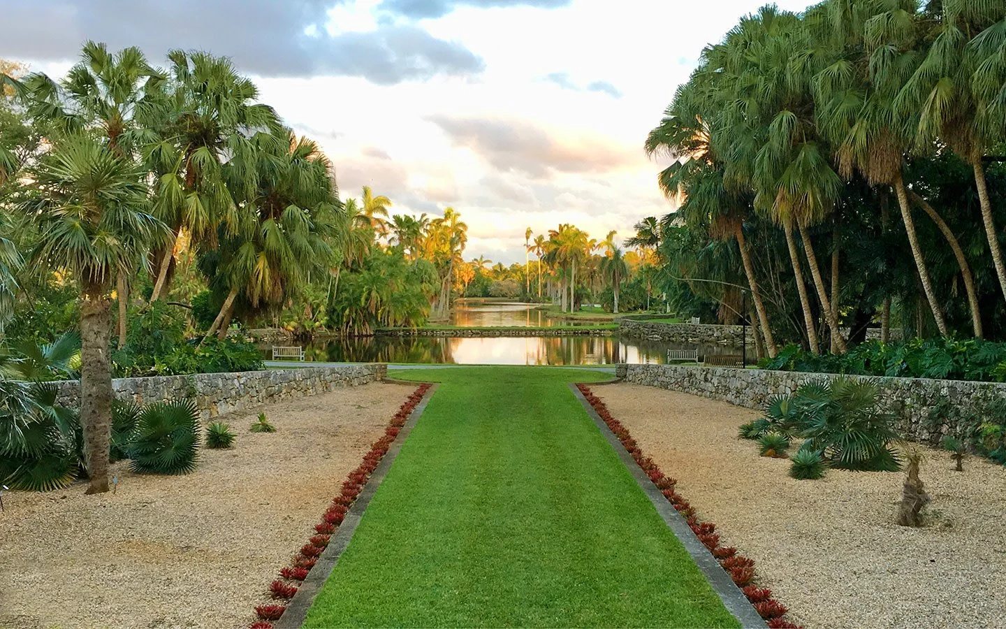 Landscaped event setting at Fairchild Tropical Botanic Garden in Coral Gables.