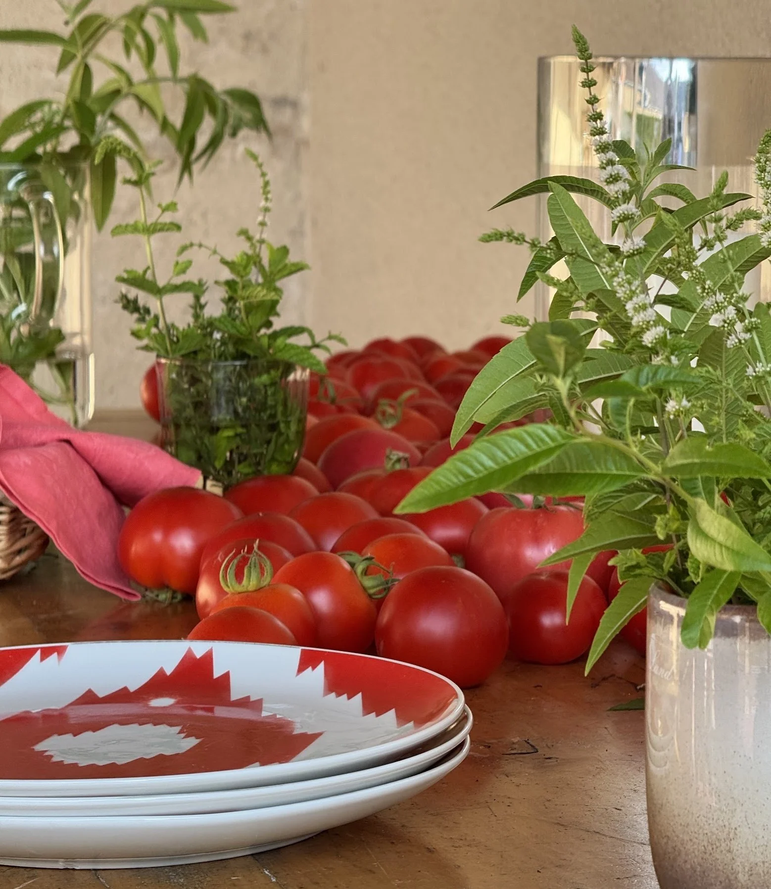 “Tomatoes from the potager... Cucumbers with garden herbs…&nbsp;“ 