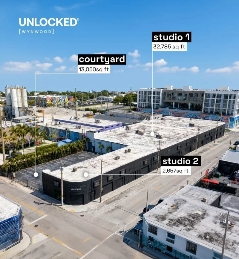 map view showing locations of studios, courtyard and access points to this venue