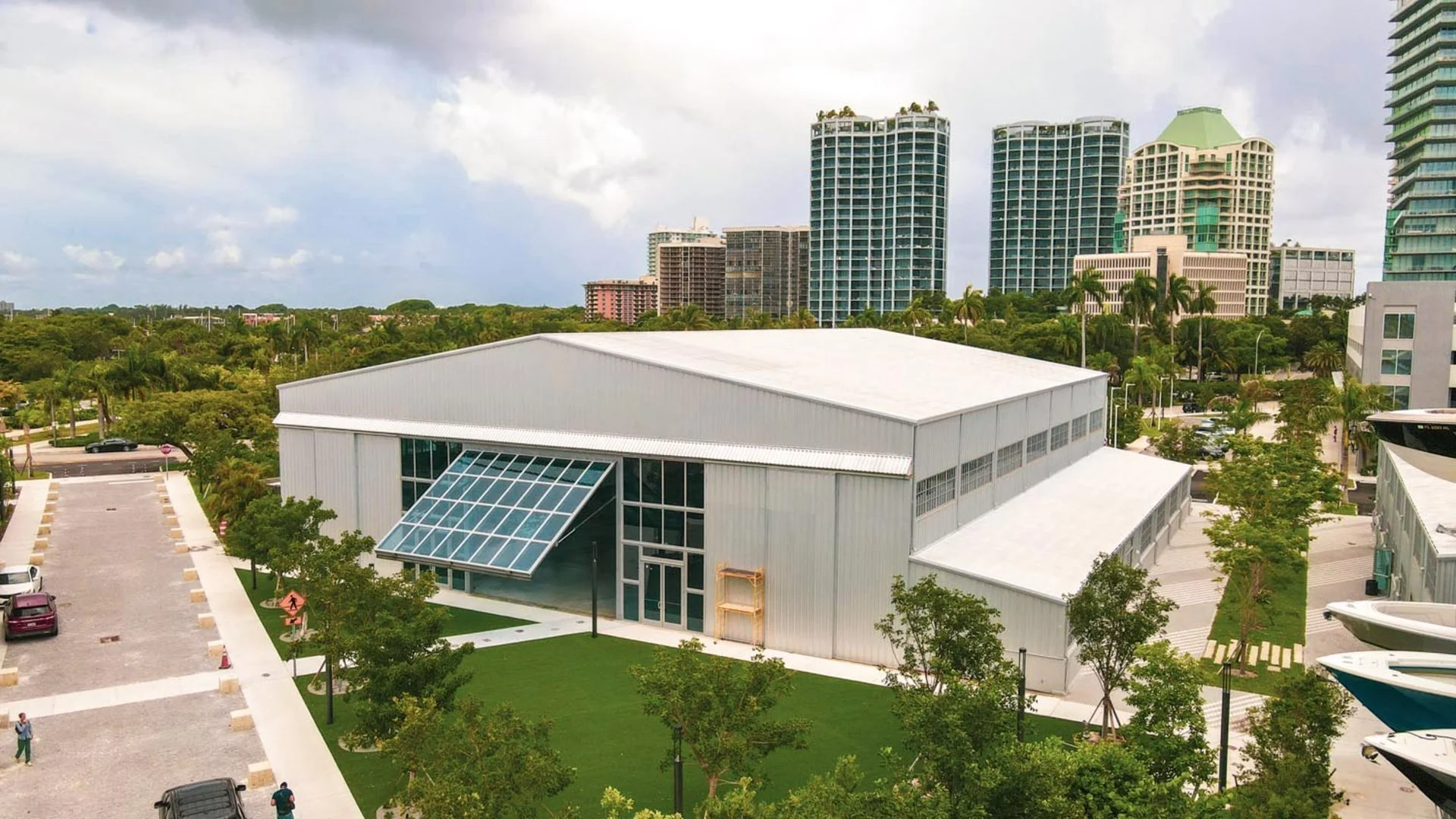 Exterior of The Hangar at Regatta Harbour in Coconut Grove, Miami.