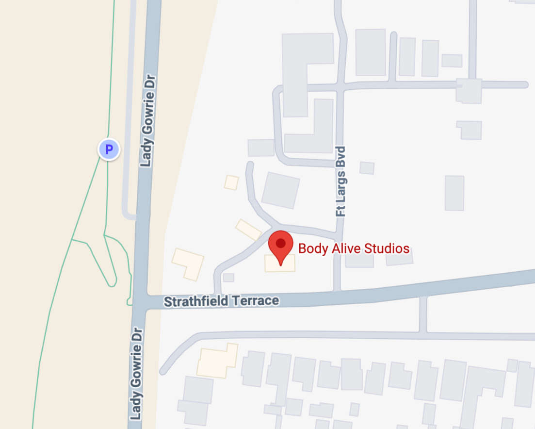 Map showing the location of Body Alive Studios on Strathfield Terrace near Lady Gowrie Drive.