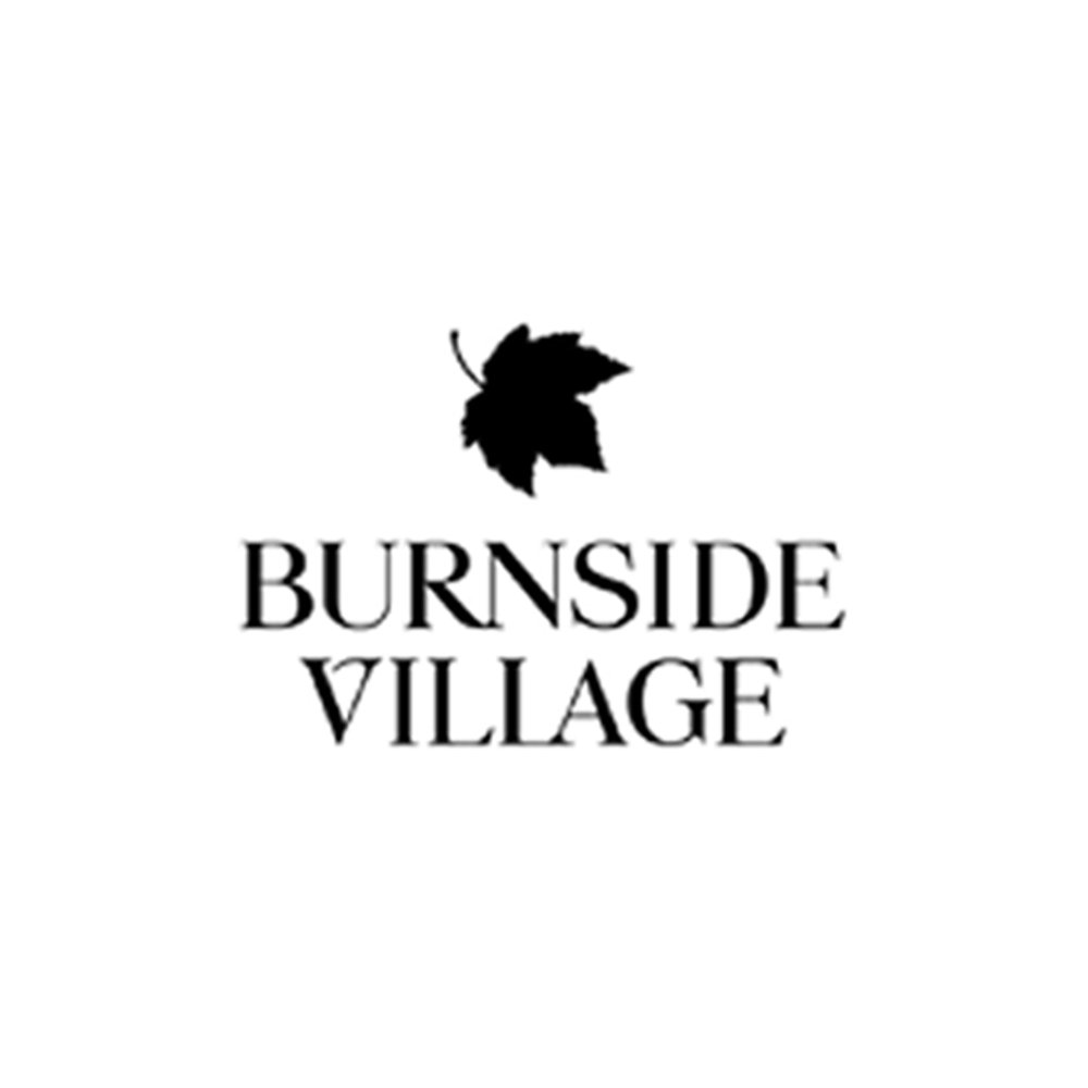 Logo with a black leaf icon above the text 'Burnside Village' in black font. Tayla Stabile. Videography. Photography. Content creation. Adelaide videographer. Camera Operation. 