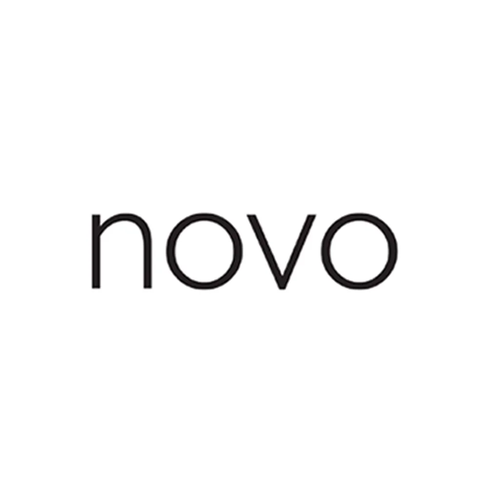 The word 'novo' written in black lowercase letters on a white background. Tayla Stabile. Videography. Photography. Content creation. Adelaide videographer. Camera Operation. 