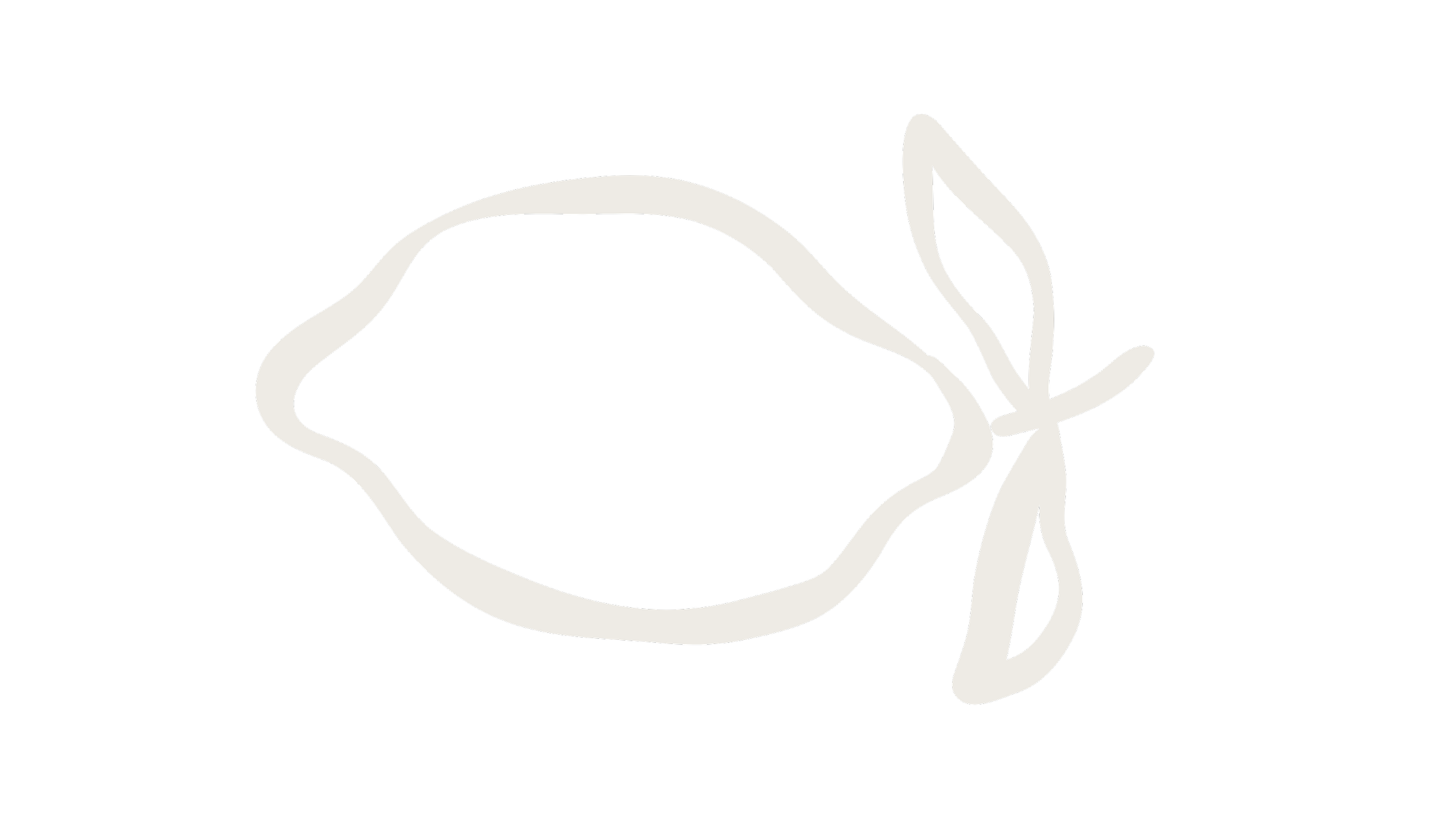 A minimalistic line drawing of a lemon with a leaf, on a black background.