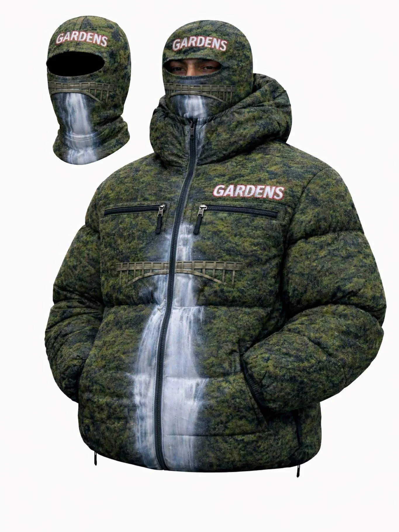 🌲 GARDENS “Mt. Noma Falls” Puffer Set Includes: Puffer Jacket + Matching Balaclava