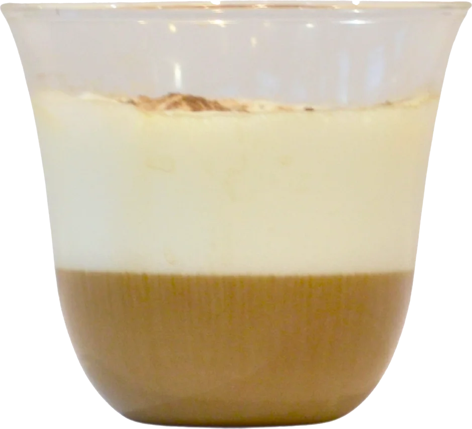 Fresh espresso drink layered with milk and coffee at Pit Stop Cafe in Fairbanks, Alaska