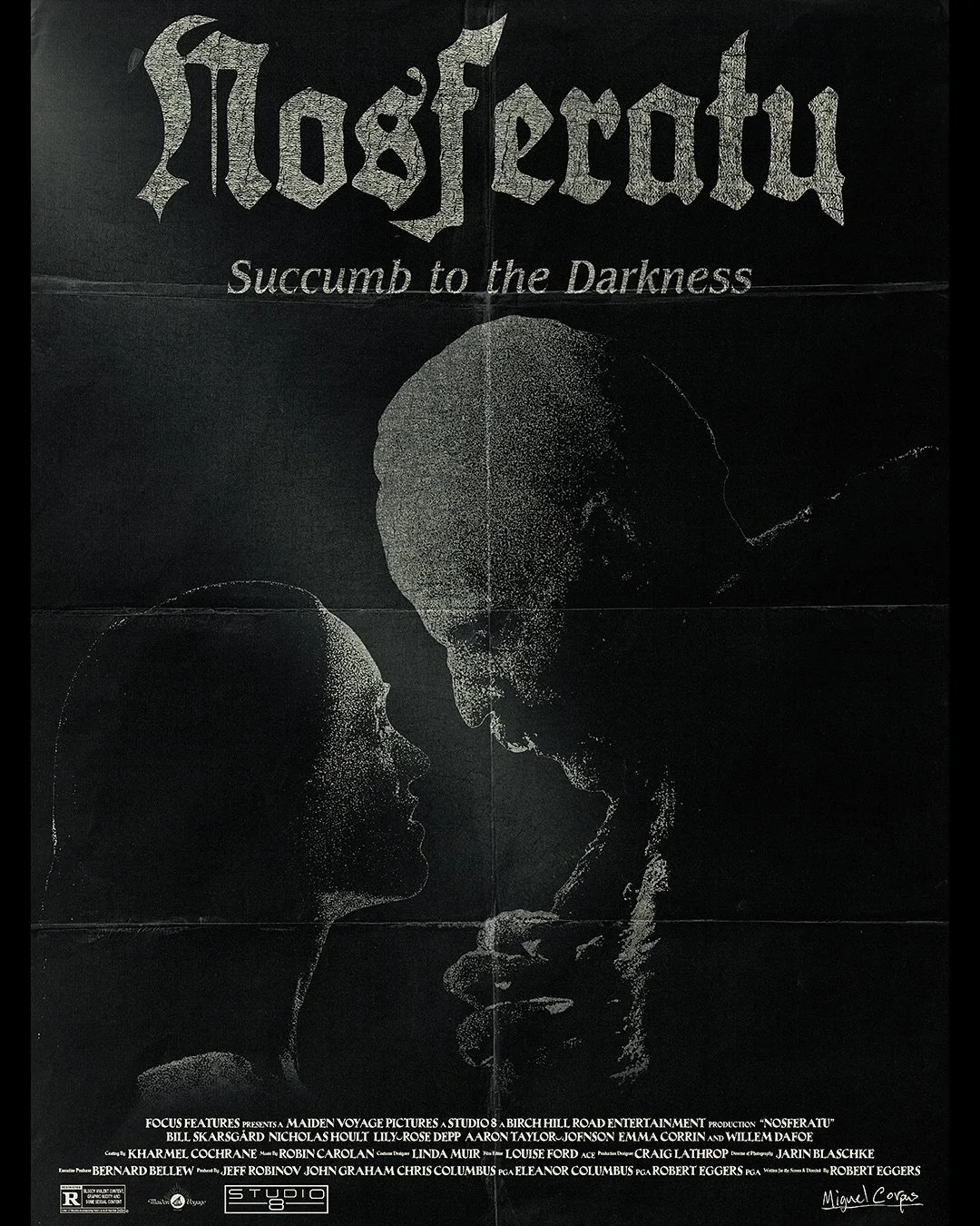 Nosferatu (2024)

My take on the movie poster for Robert Eggers&rsquo;s &ldquo;Nosferatu.&rdquo;

#art #artist #graphicdesign #explore #explorepage #foryoupage #foryou #horror #horrorart #horrormovies #horrormovieposters #nosferatu #nosferatuposter #