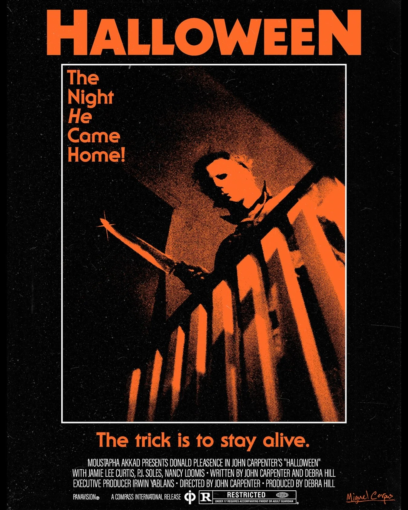 Halloween (1978)

My version of the original Halloween movie poster.

#art #artist #graphicdesign #explore #explorepage #foryoupage #foryou #horror #horrorart #horrormovies #horrormovieposters #halloween #michaelmyers #johncarpenter #lauriestrode #ja